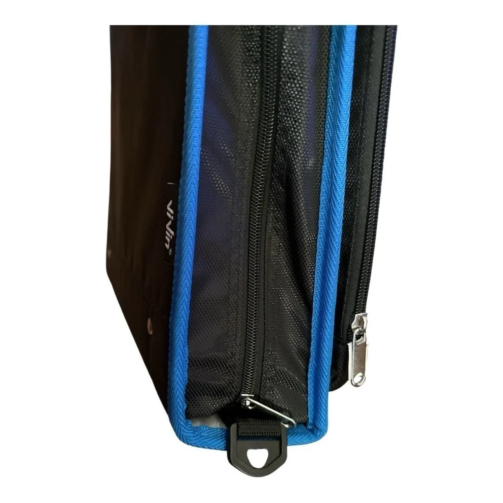 ViVin Blue Zipper Binder 2” Ring w/ Strap & Handle – 450 Sheet Capacity